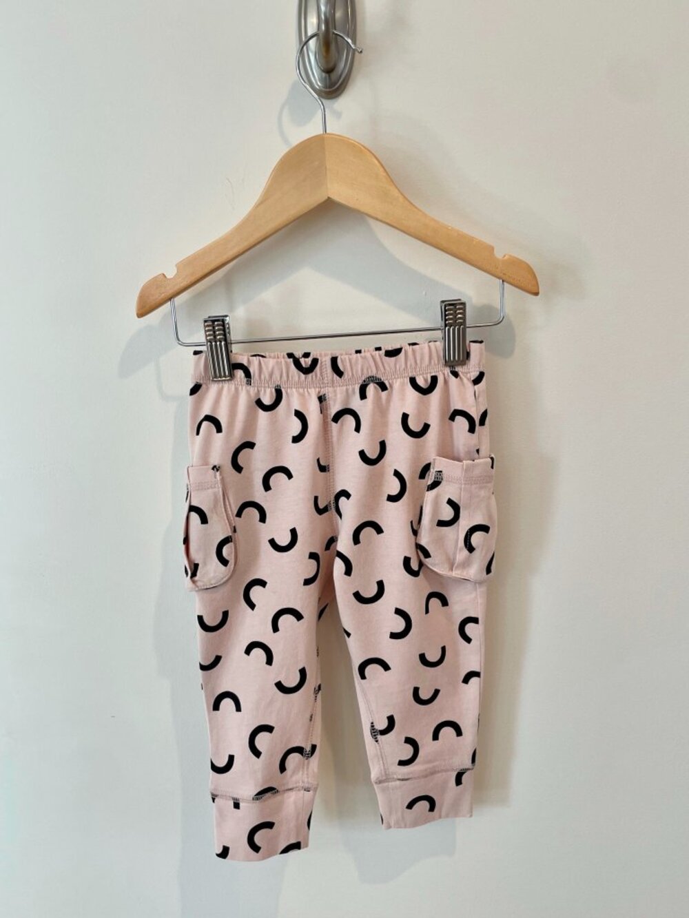 Tea Collection Blush Pink Joggers with Black Arches - Sz. 9-12 mo.